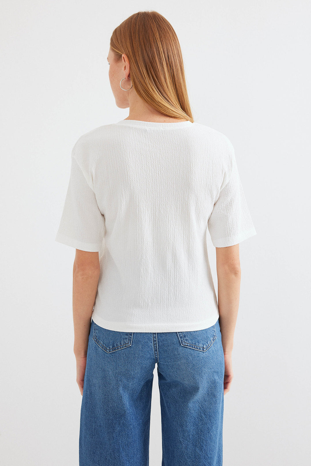 Bigdart T-shirt basique en tricot imprimé 912 - Blanc