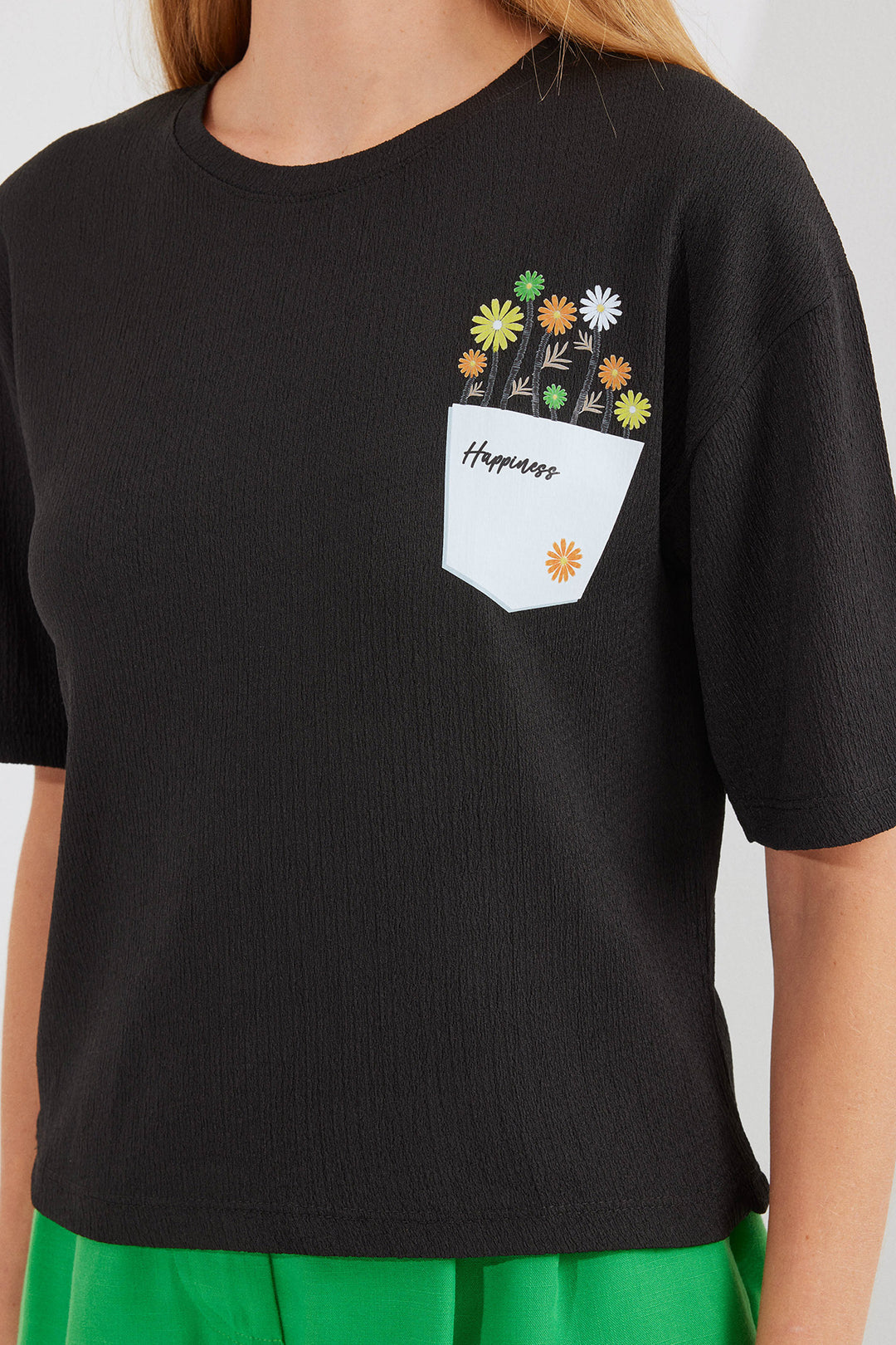 Bigdart T-shirt basique en tricot imprimé 912 - Noir