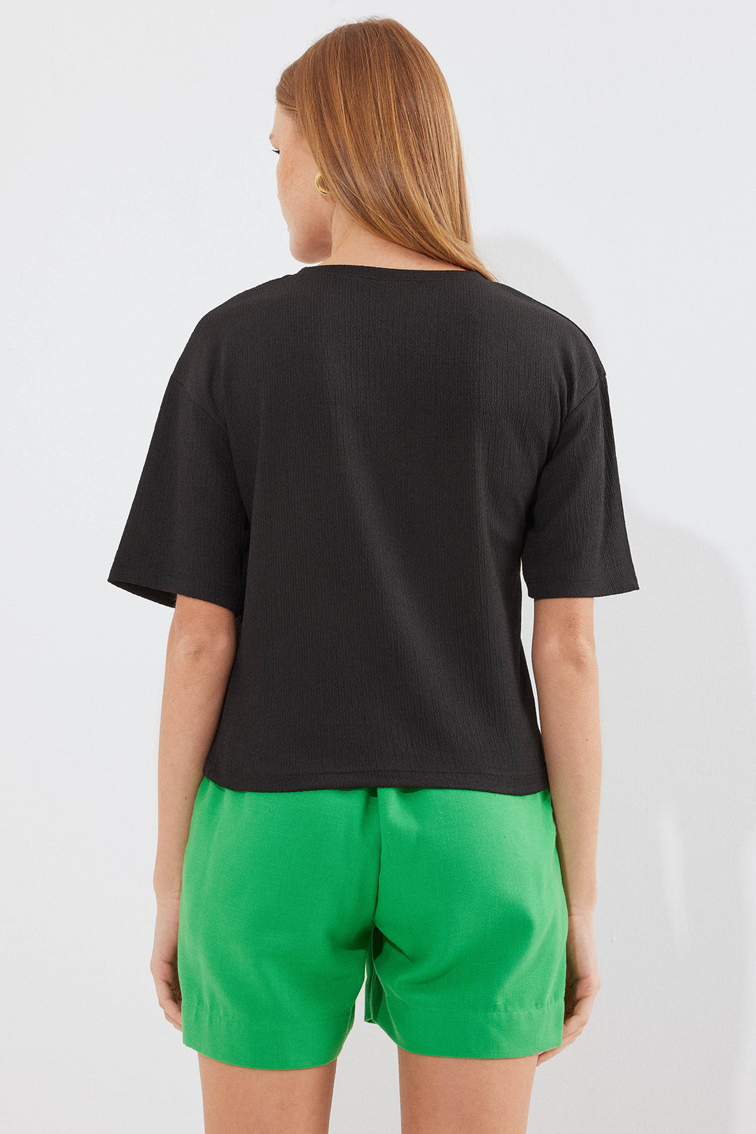 Bigdart T-shirt basique en tricot imprimé 912 - Noir