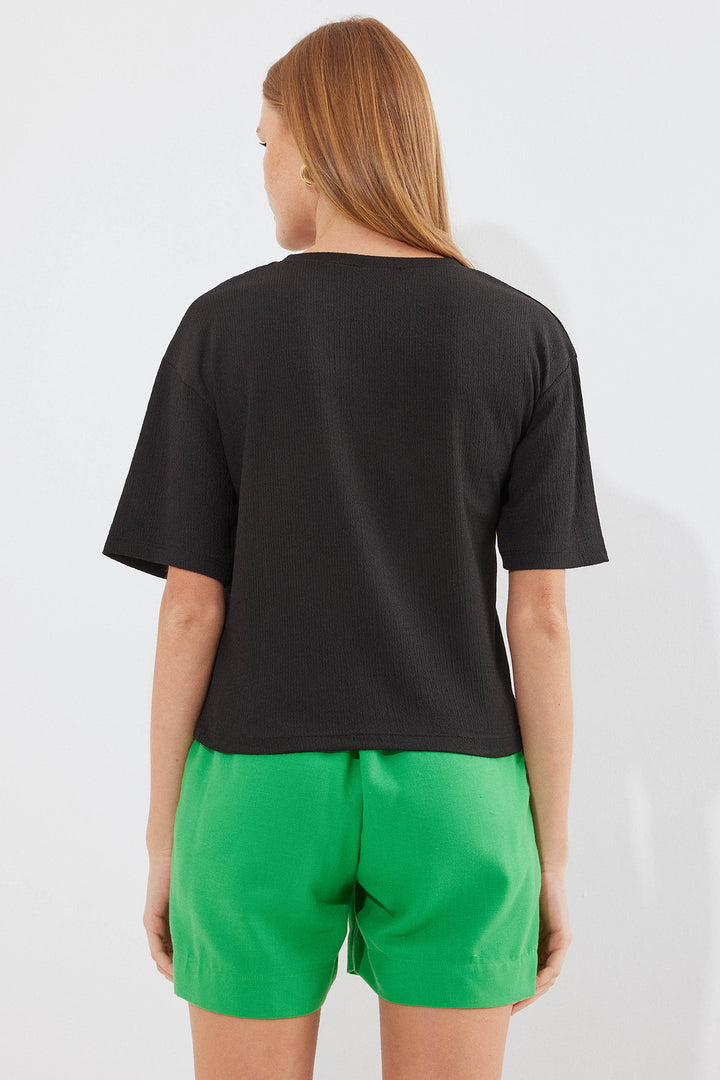 Bigdart T-shirt basique en tricot imprimé 912 - Noir