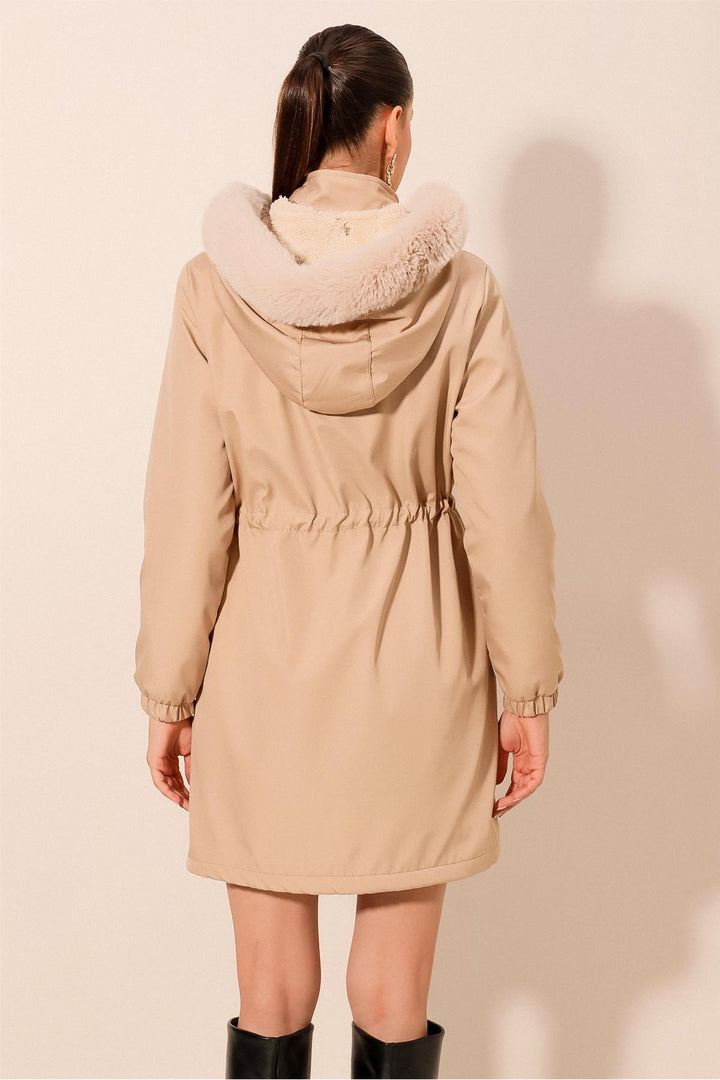 Bigdart Manteau en fausse fourrure à capuche 9129 - Beige