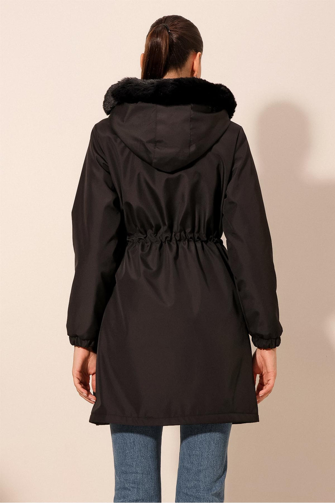 Bigdart 9129 Manteau à Capuche en Fourrure Synthétique - Noir