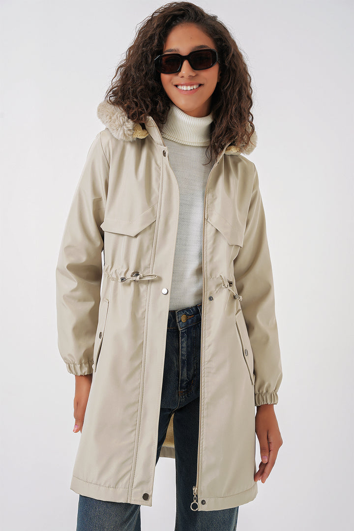 Bigdart Manteau à capuche en fausse fourrure 9129 - tas
