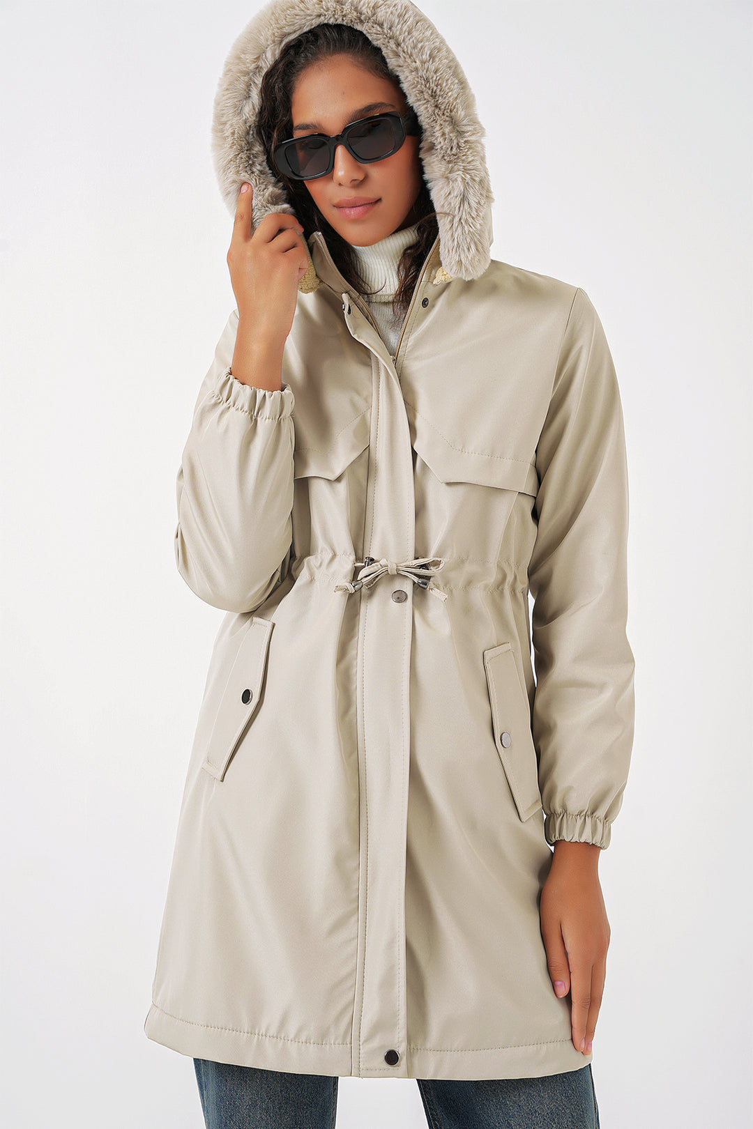 Bigdart Manteau à capuche en fausse fourrure 9129 - tas