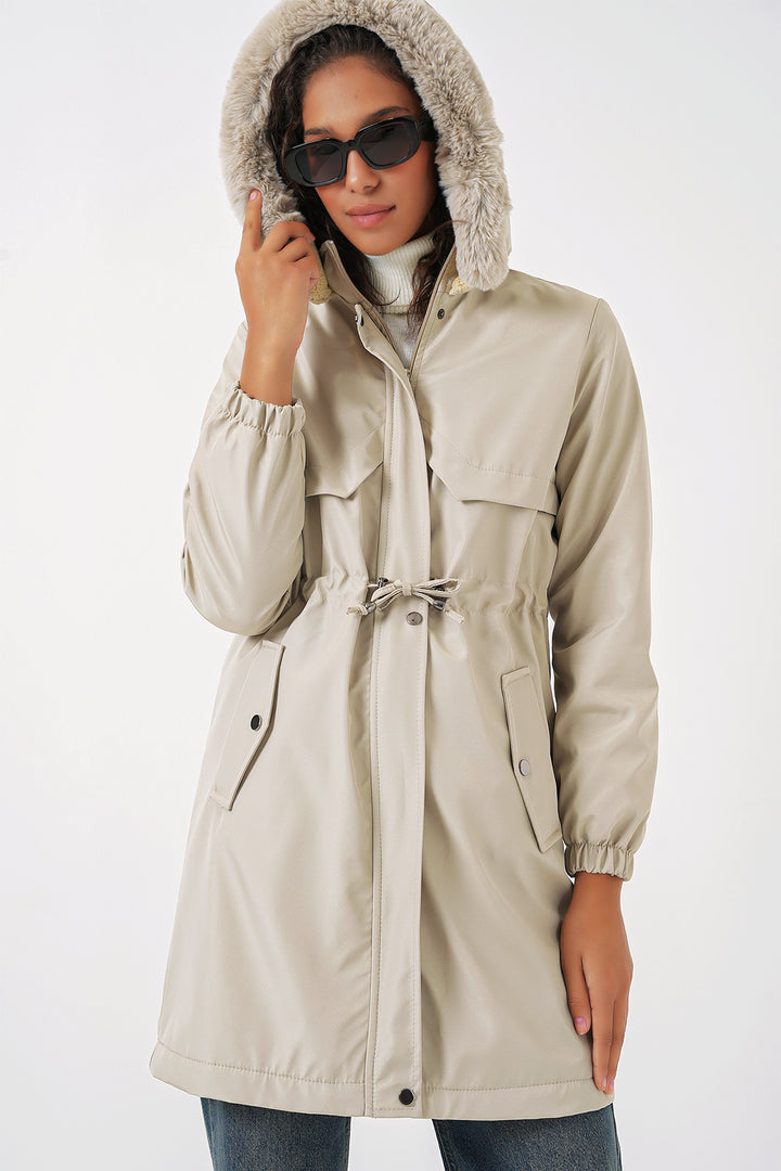Bigdart Manteau à capuche en fausse fourrure 9129 - tas