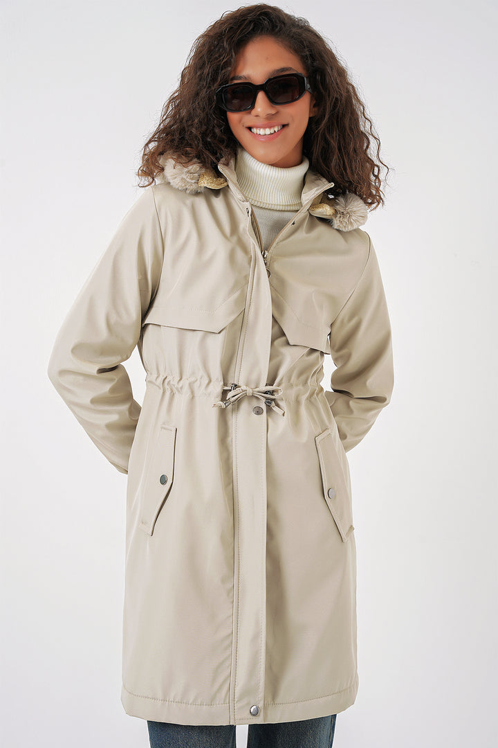 Bigdart Manteau à capuche en fausse fourrure 9129 - tas