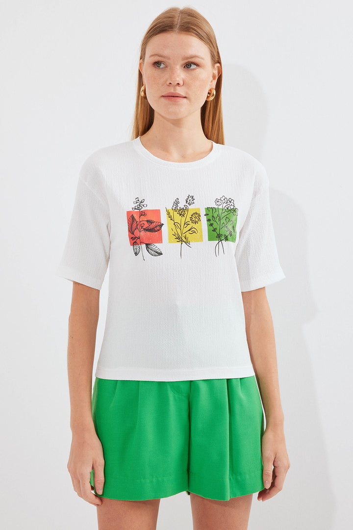 Bigdart T-shirt basique en tricot imprimé 913 - Blanc