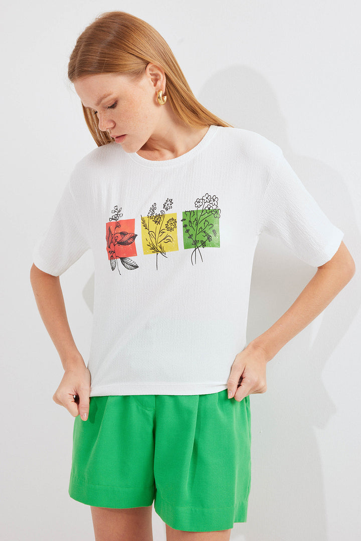 Bigdart T-shirt basique en tricot imprimé 913 - Blanc