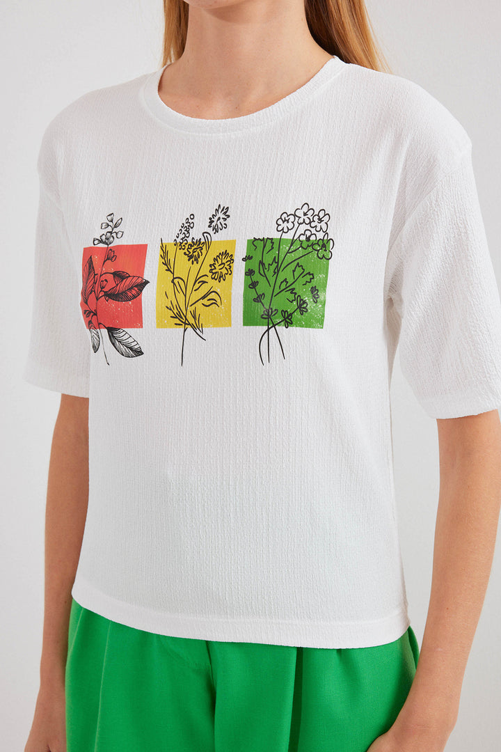 Bigdart T-shirt basique en tricot imprimé 913 - Blanc