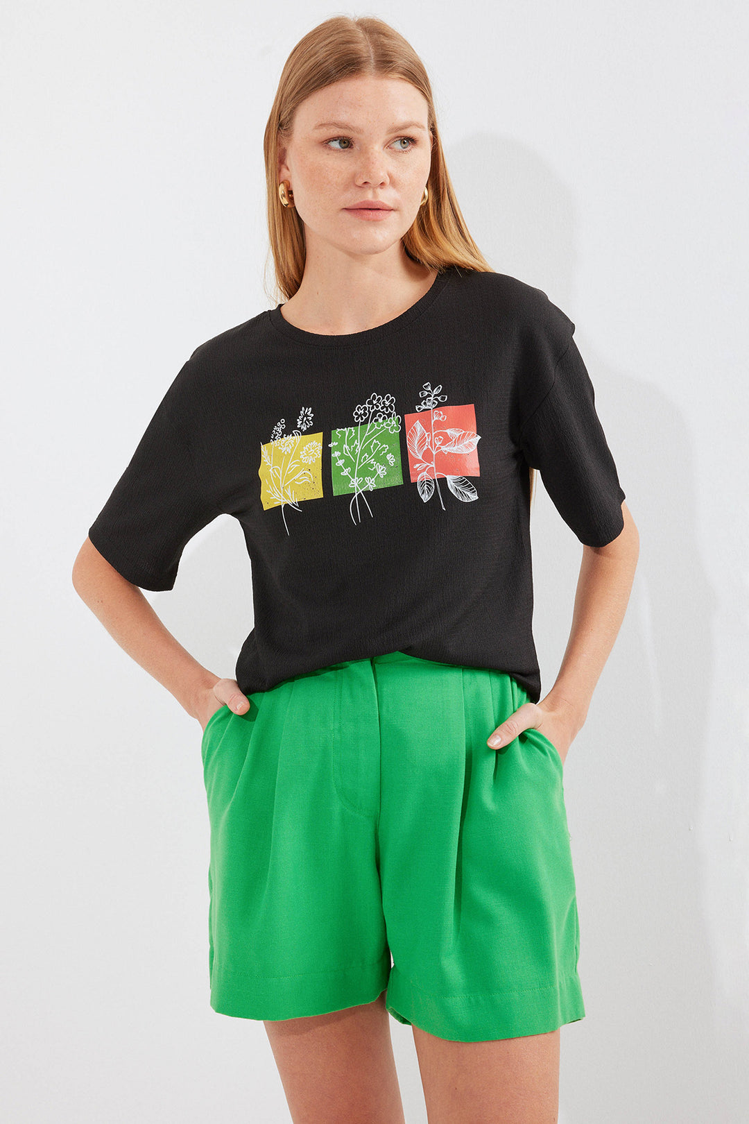 Bigdart T-shirt basique en tricot imprimé 913 - Noir