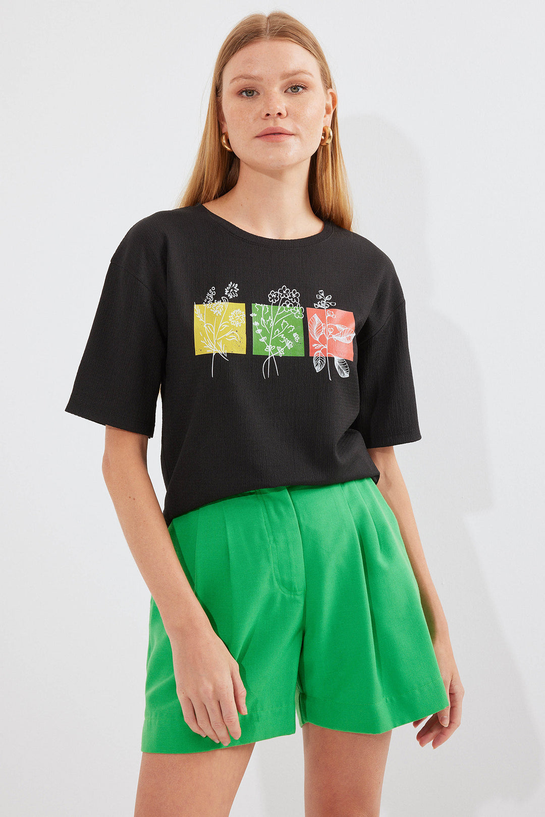 Bigdart T-shirt basique en tricot imprimé 913 - Noir