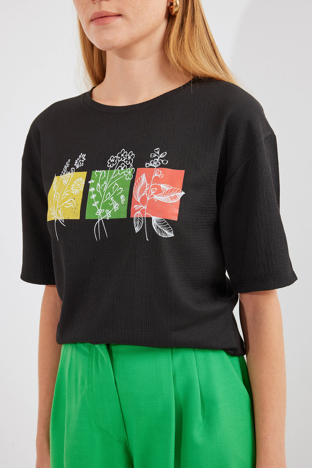 Bigdart T-shirt basique en tricot imprimé 913 - Noir