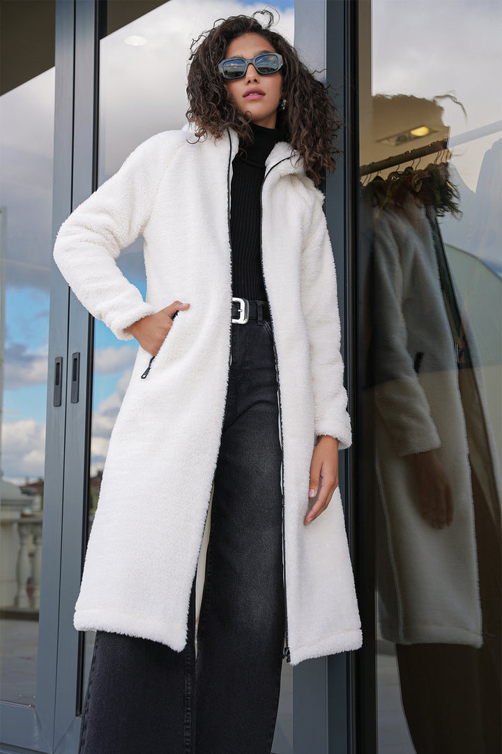 Bigdart Manteau en peluche à capuche 9132 - Crème