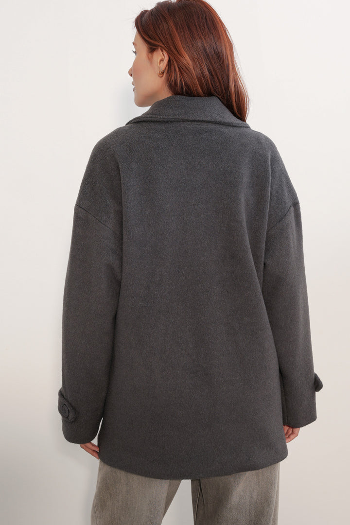 Bigdart Manteau en laine à col croisé pour femme 9143 - Anthracite