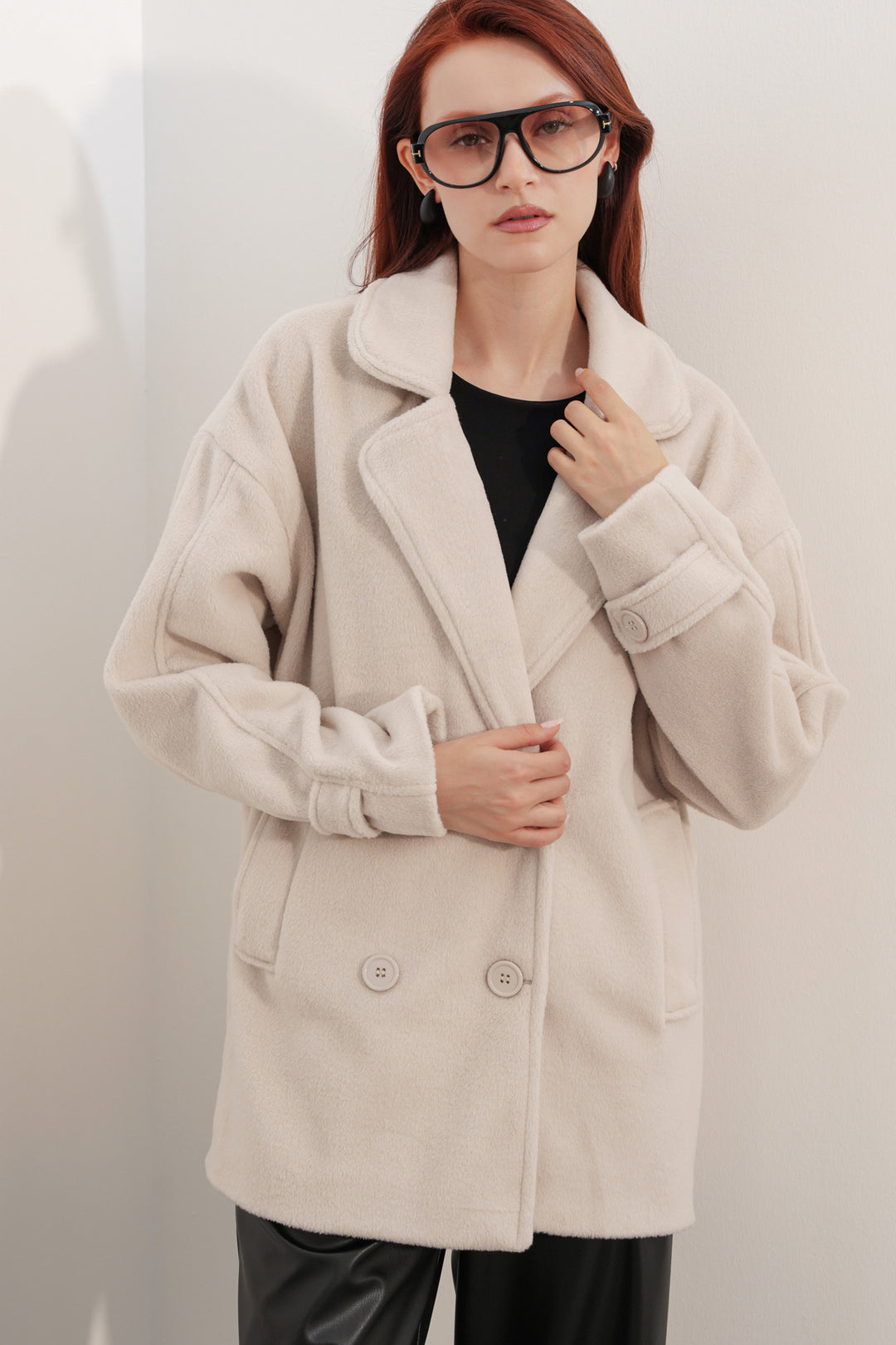 Bigdart Manteau en laine à col croisé pour femme 9143 - Écru