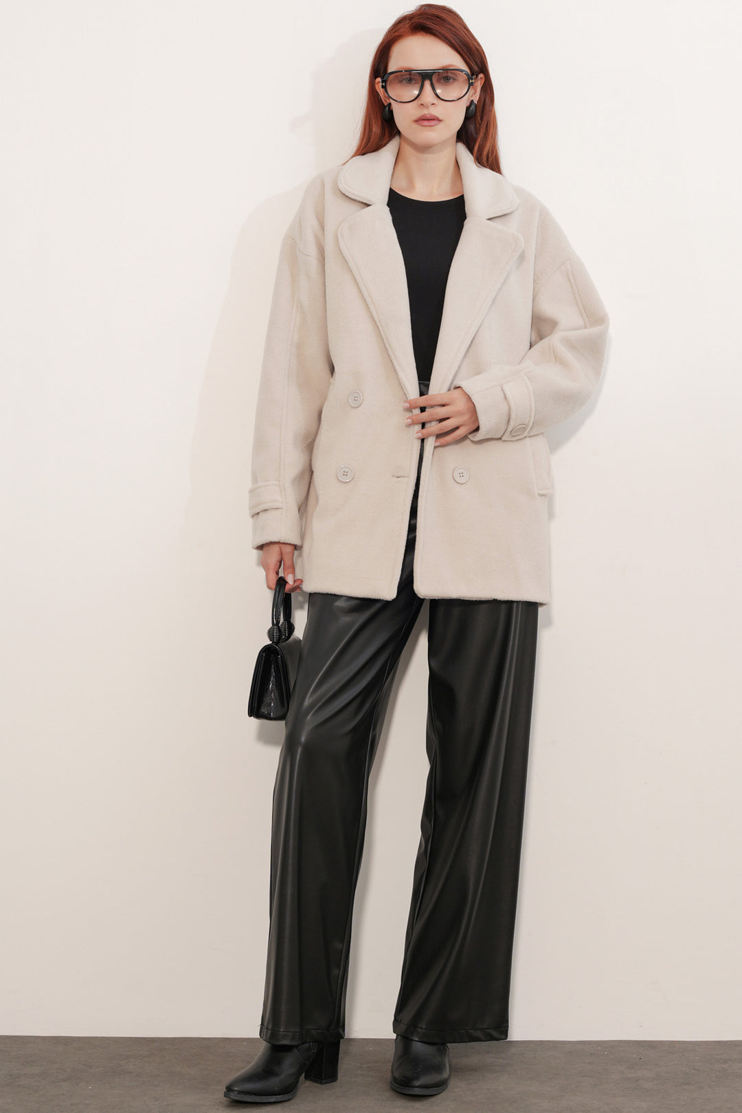Bigdart Manteau en laine à col croisé pour femme 9143 - Écru