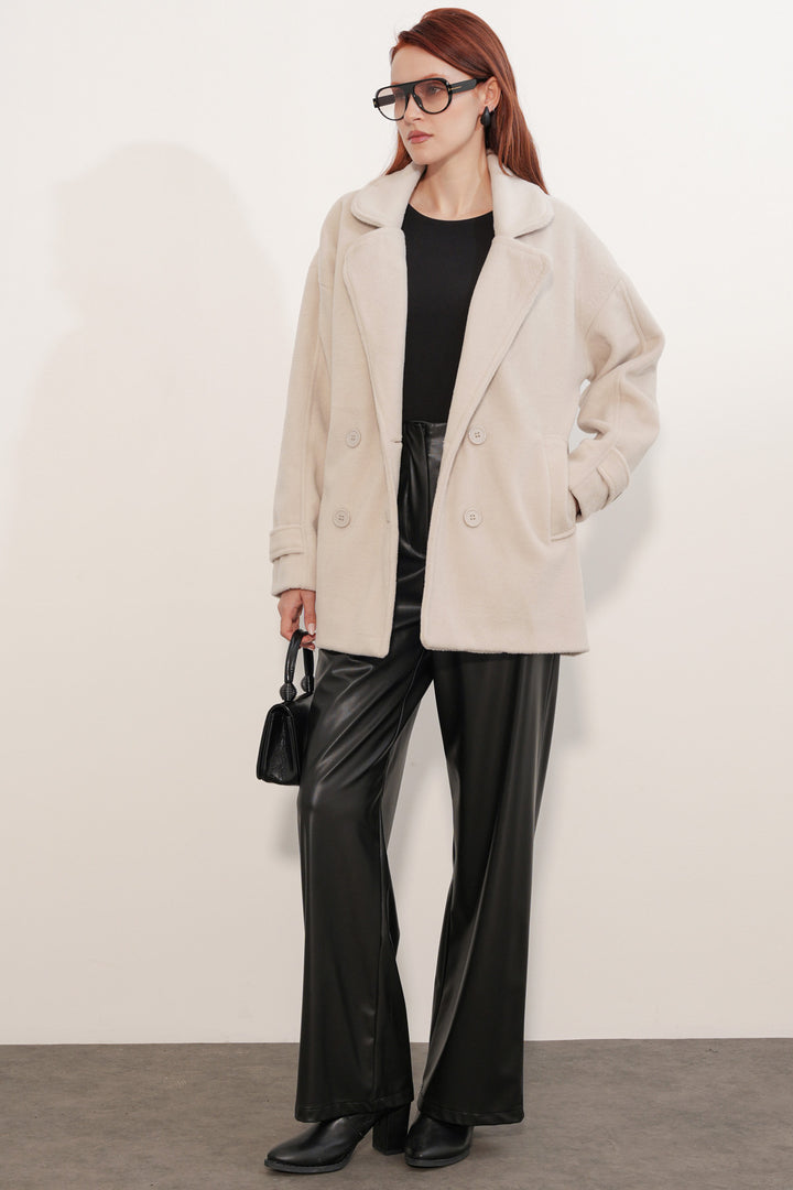 Bigdart Manteau en laine à col croisé pour femme 9143 - Écru