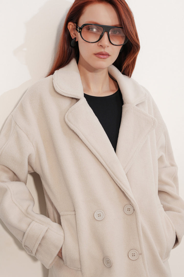 Bigdart Manteau en laine à col croisé pour femme 9143 - Écru