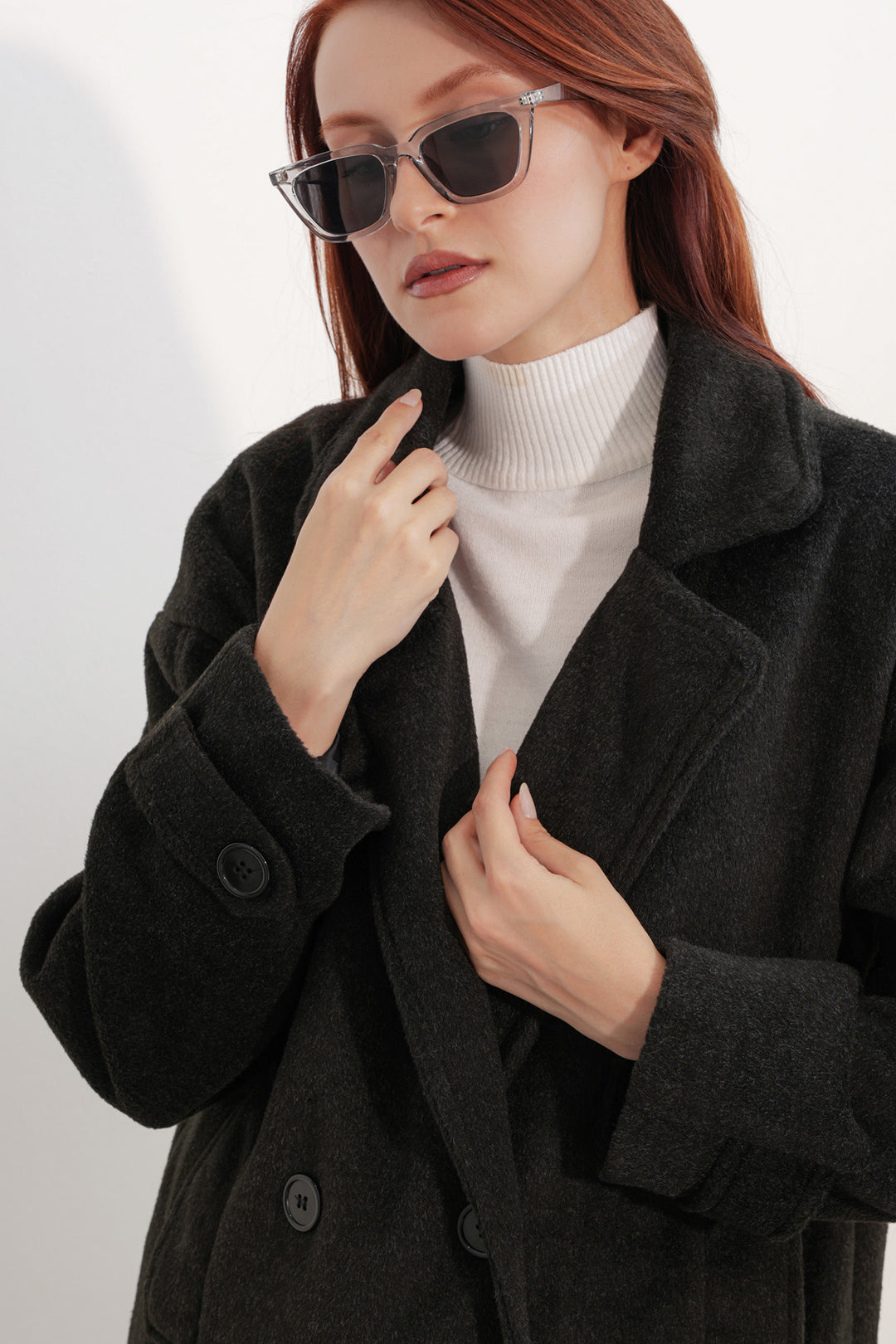 Bigdart Manteau en laine à col croisé pour femme 9143 - füme