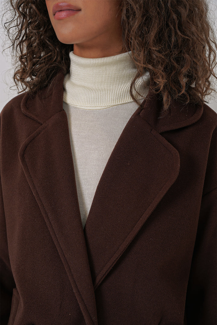 Bigdart 9143 Manteau en laine croisé pour femme - Marron