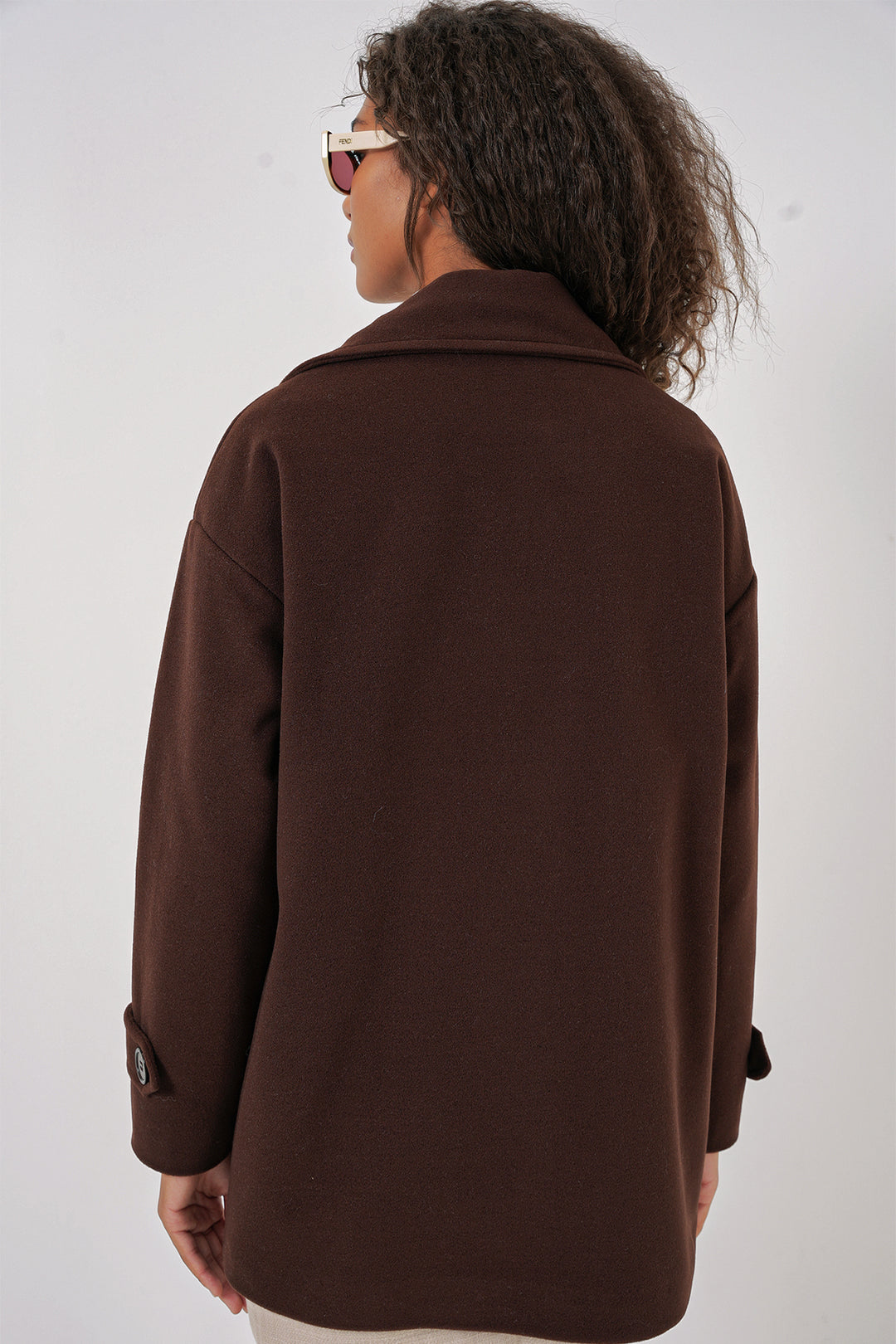 Bigdart 9143 Manteau en cachemire à col croisé pour femme - Marron