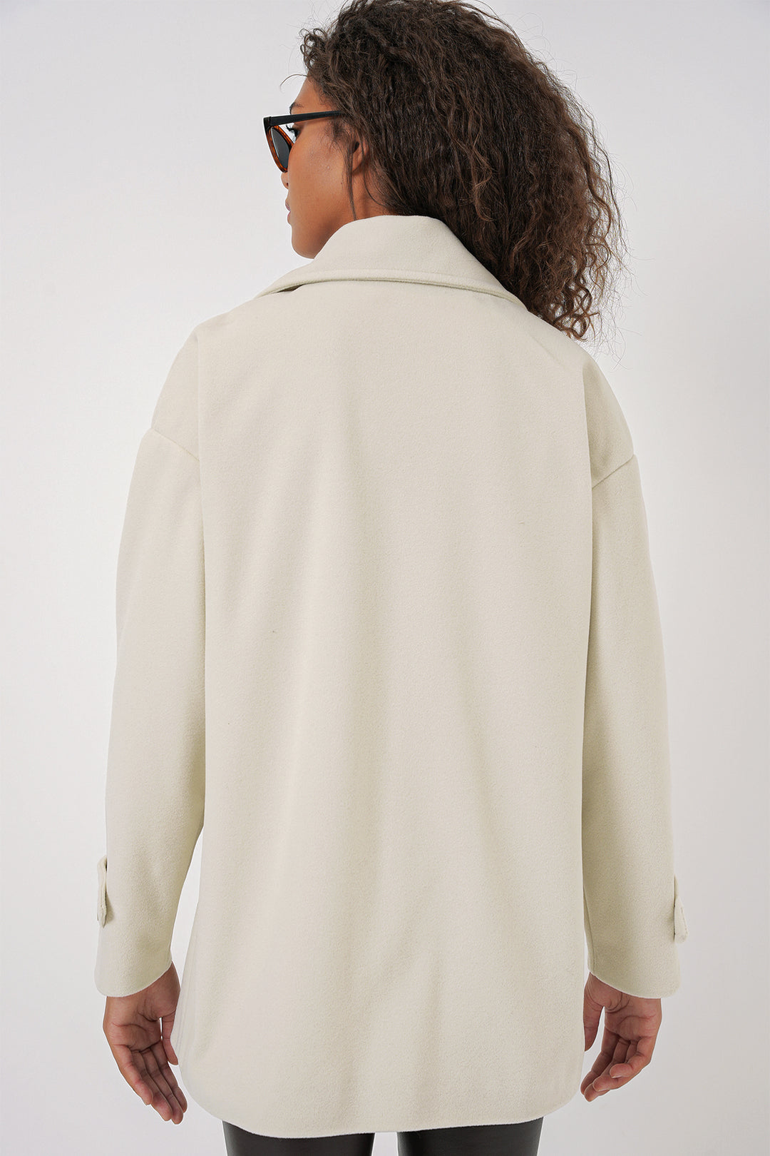 Bigdart 9143 Manteau en Laine à Col Croisé pour Femme - Crème