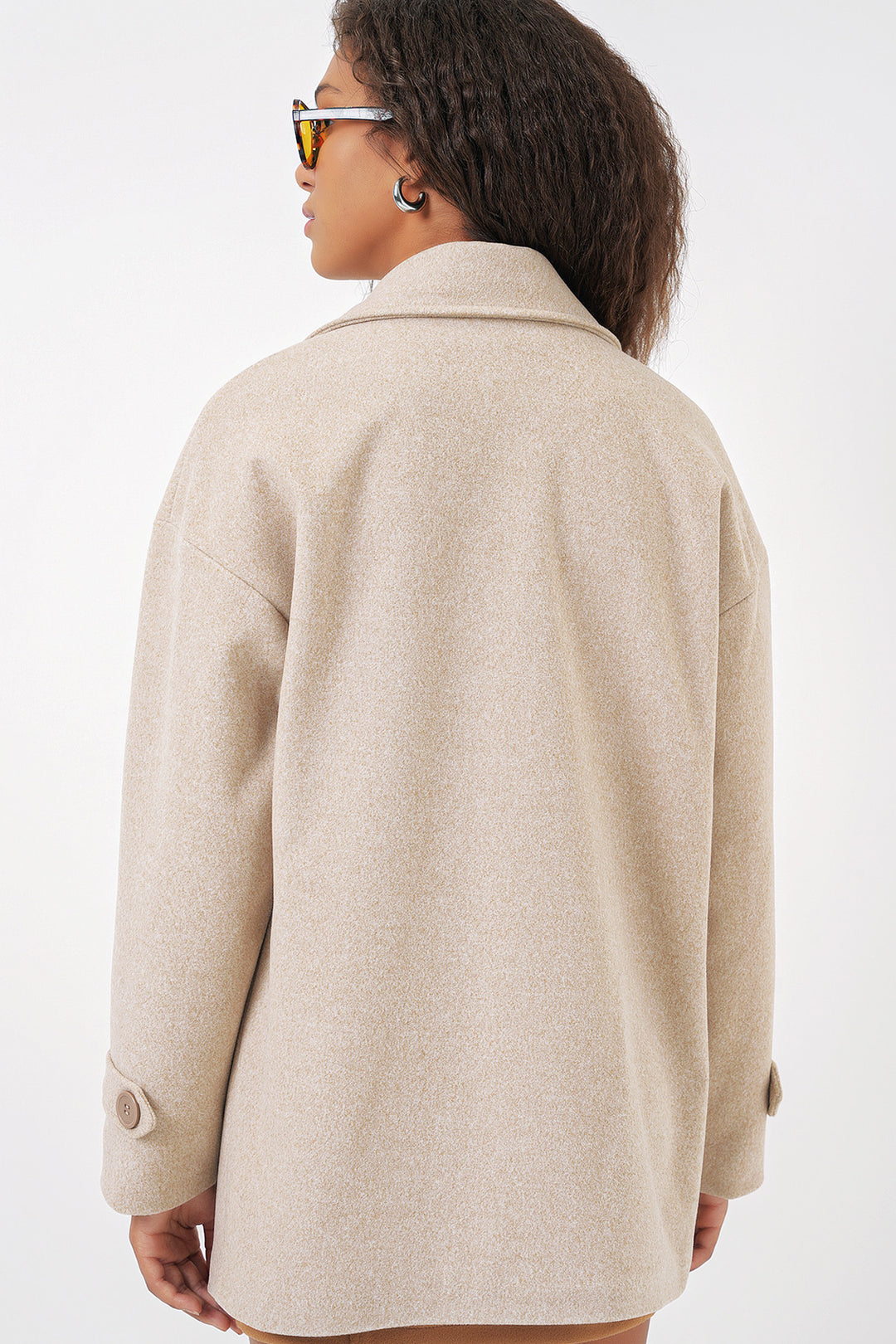 Bigdart Manteau en Laine à Col Croisé pour Femme 9143 - m. Crème