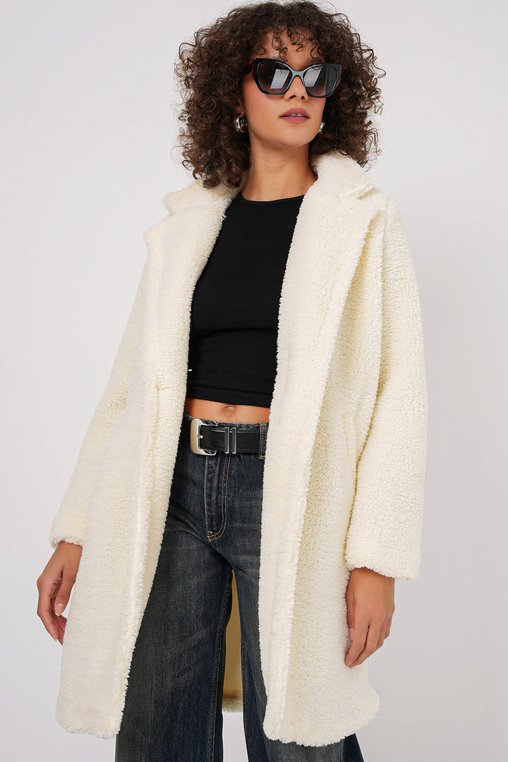 Bigdart 9148 Manteau Oversize en Peluche - Écru