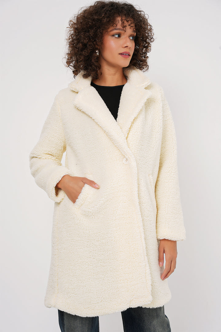 Bigdart 9148 Manteau Oversize en Peluche - Écru