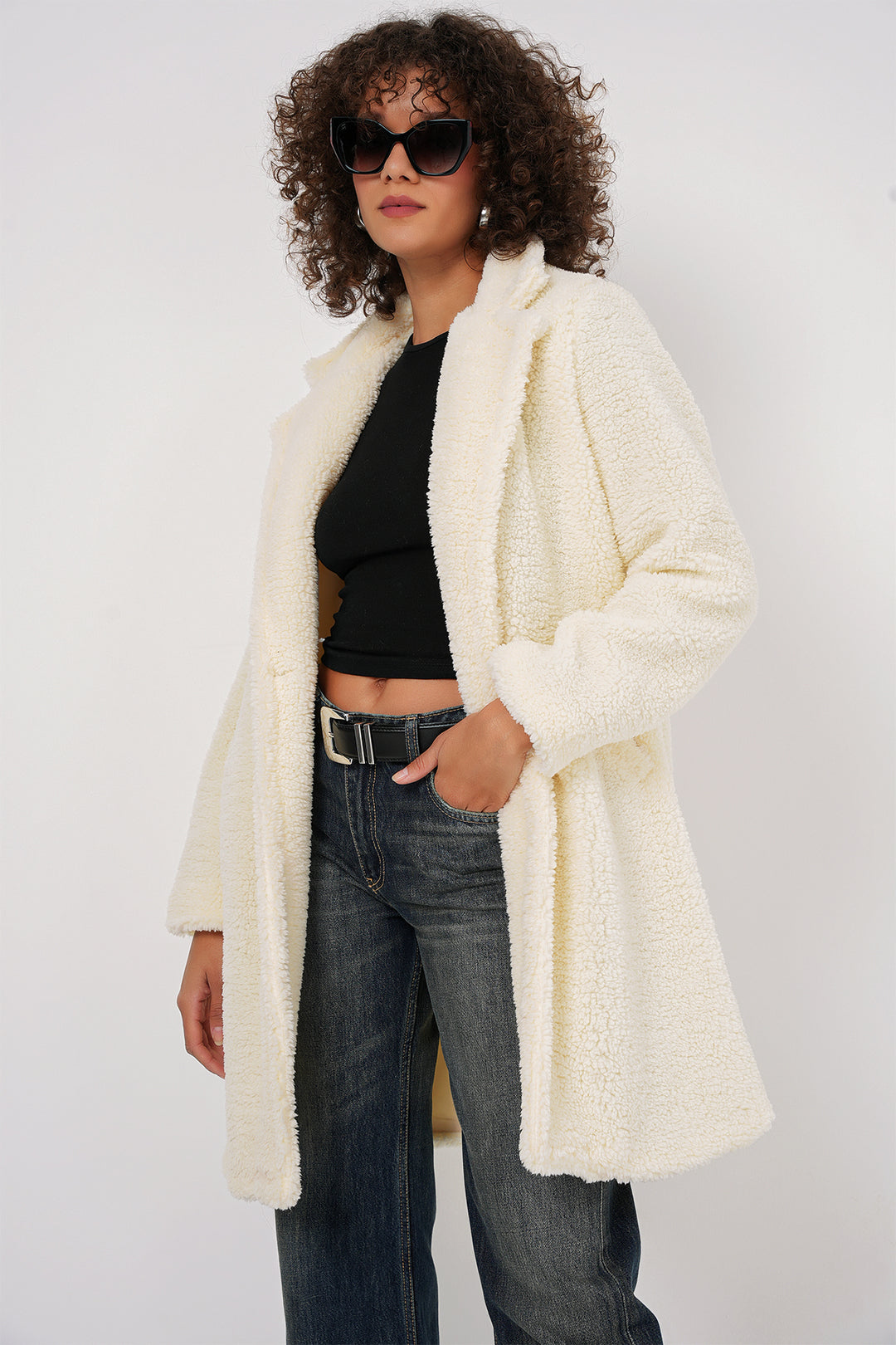 Bigdart 9148 Manteau Oversize en Peluche - Écru