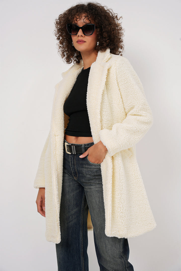 Bigdart 9148 Manteau Oversize en Peluche - Écru