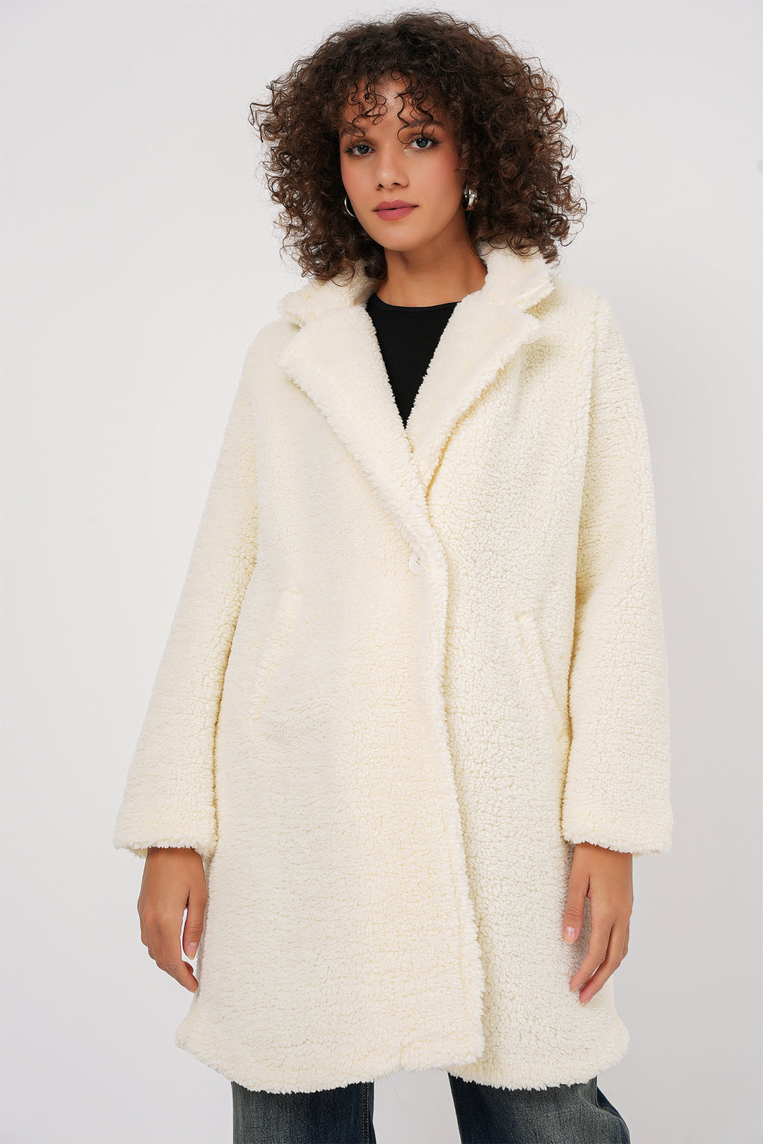Bigdart 9148 Manteau Oversize en Peluche - Écru