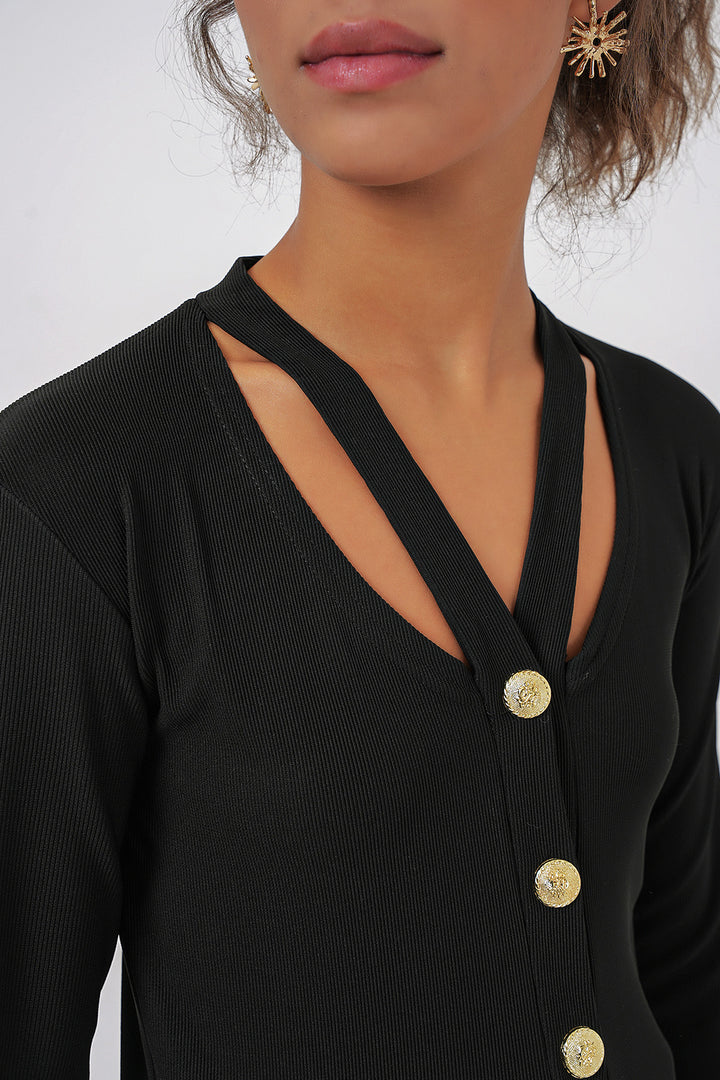 Bigdart 924 Gilet en tricot basique à boutons - Noir