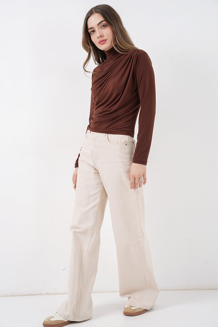 Bigdart 925 Blouse Sandy à détails froncés - a.Marron