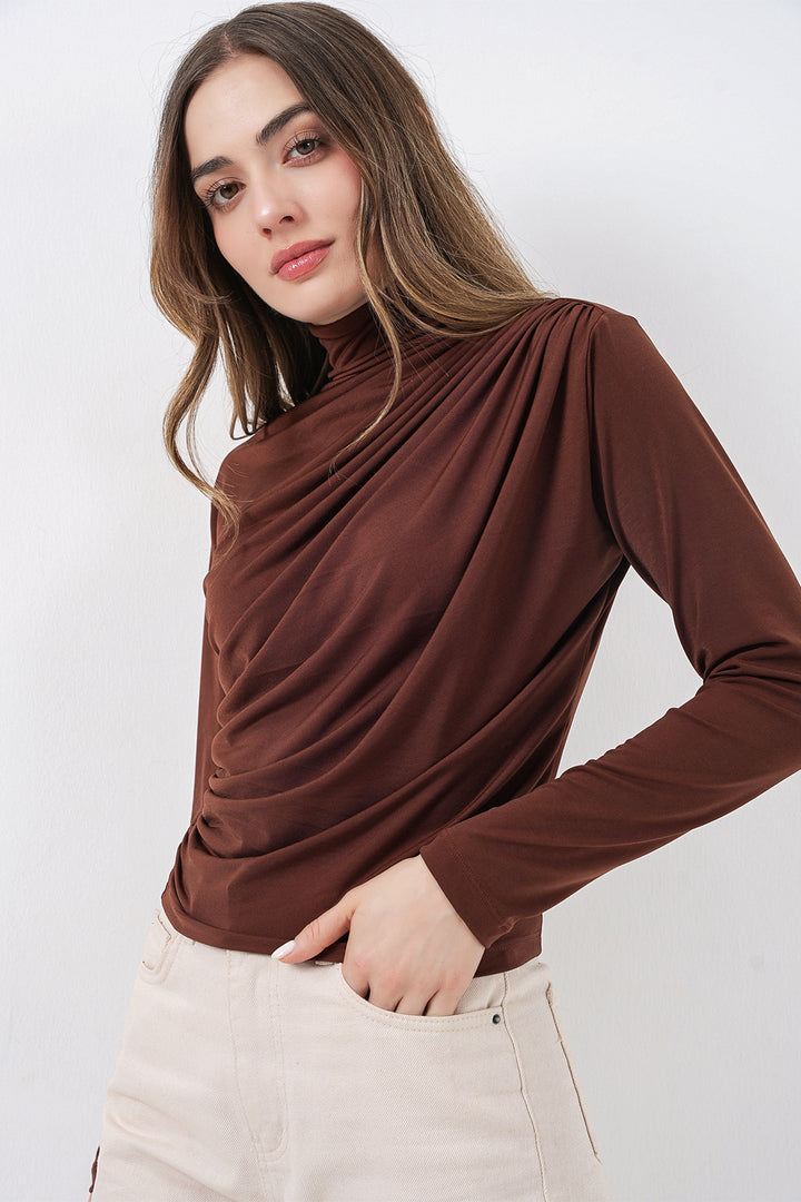 Bigdart 925 Blouse Sandy à détails froncés - a.Marron