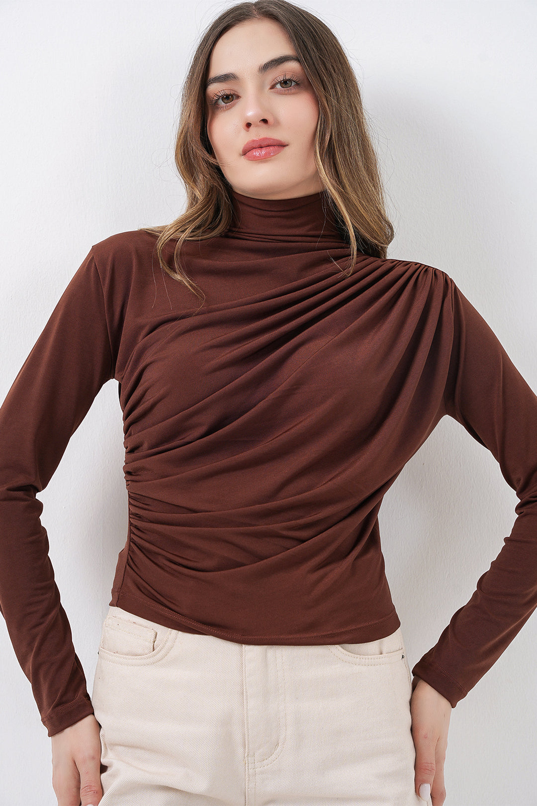 Bigdart 925 Blouse Sandy à détails froncés - a.Marron