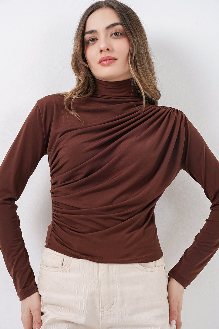 Bigdart 925 Blouse Sandy à détails froncés - a.Marron