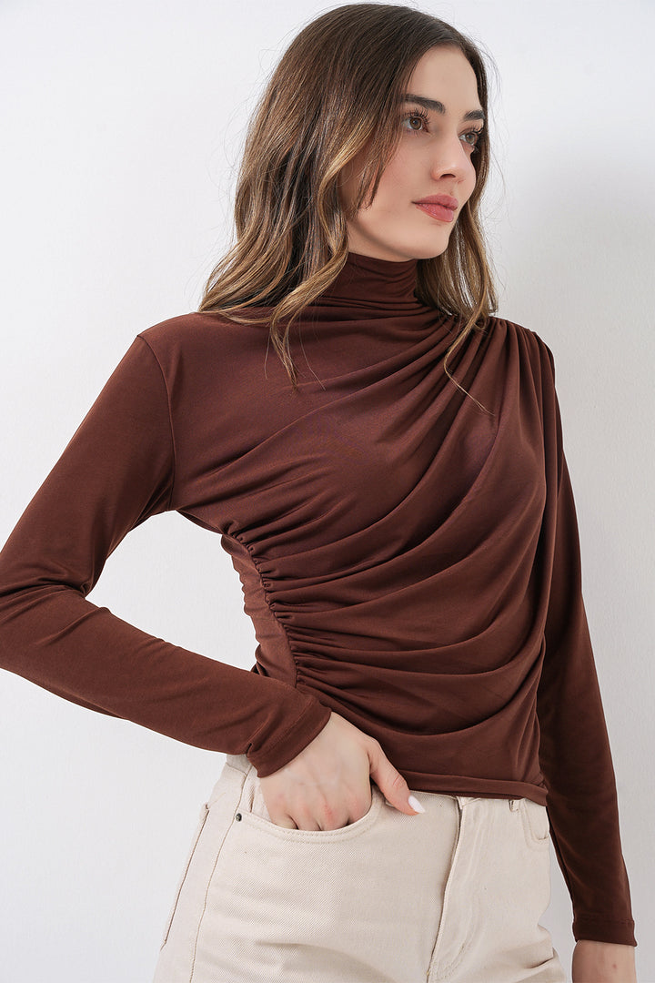 Bigdart 925 Blouse Sandy à détails froncés - a.Marron