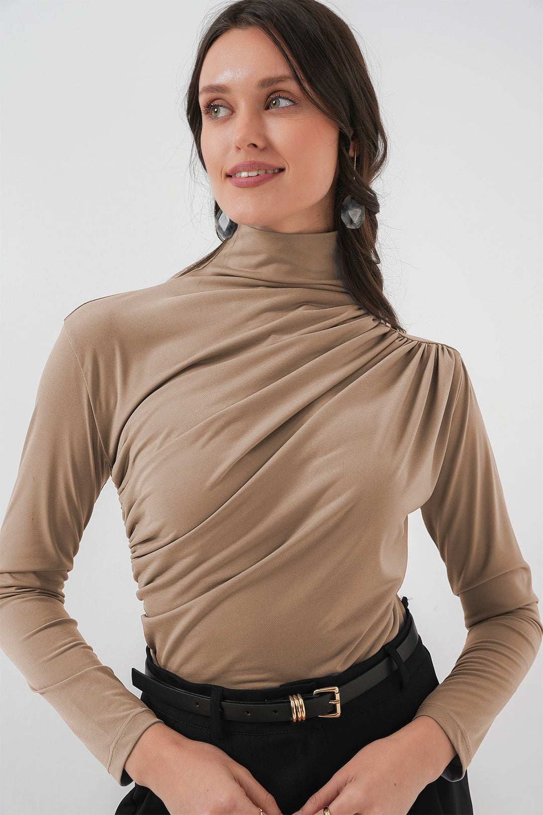 Bigdart 925 Blouse Sandy à détails froncés - Beige