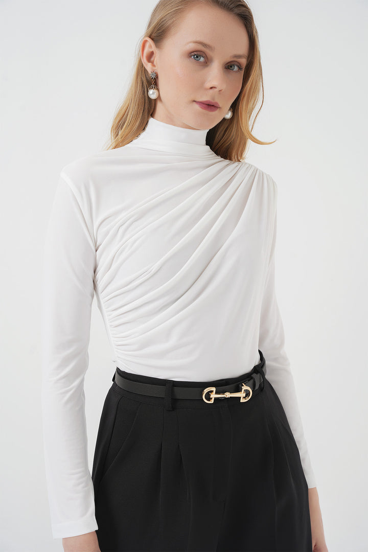 Bigdart 925 Blouse Sandy à détails froncés - Blanc