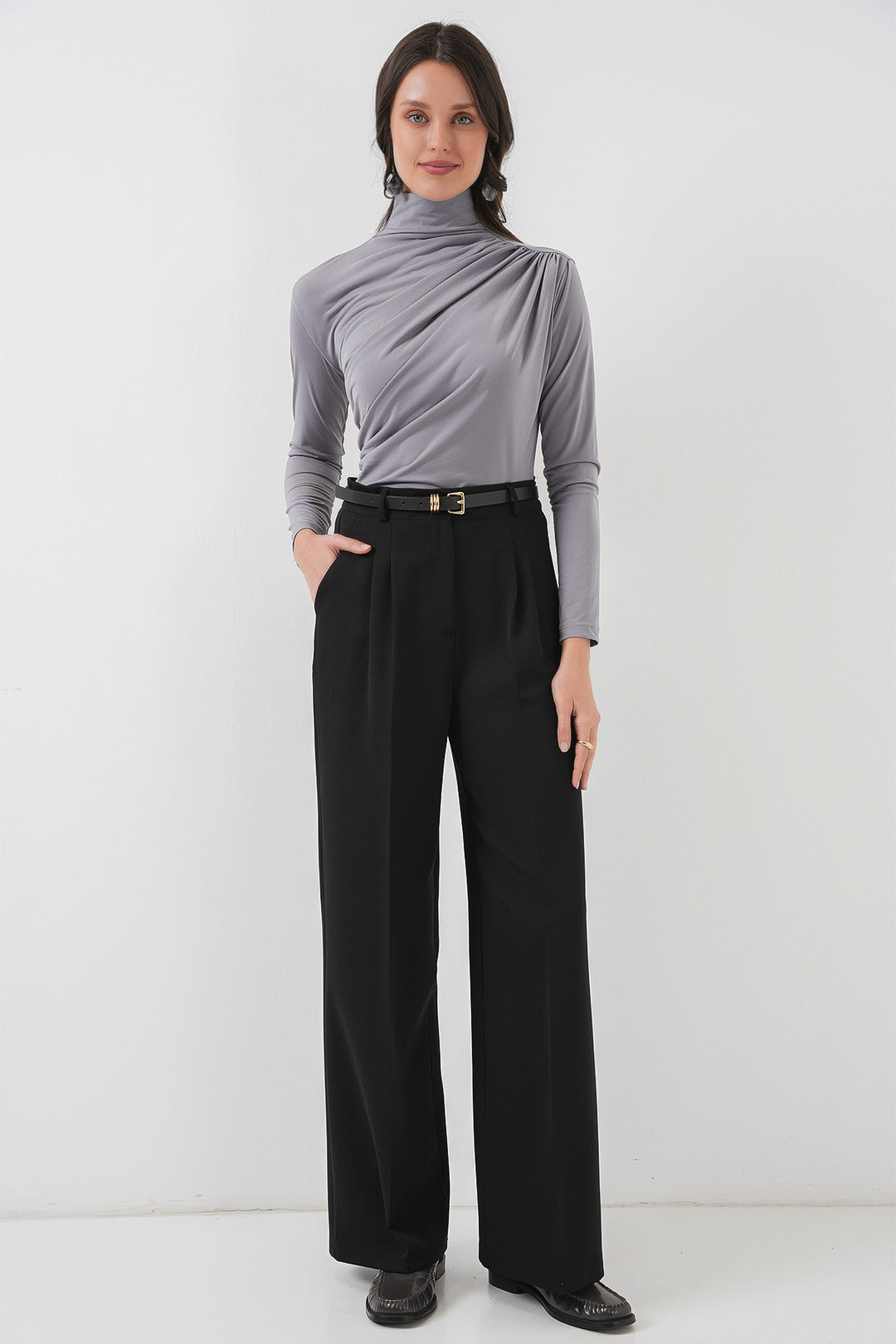 Bigdart 925 Blouse Sandy à détails froncés - Gris