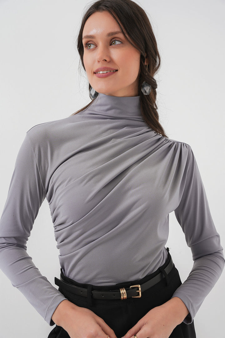 Bigdart 925 Blouse Sandy à détails froncés - Gris