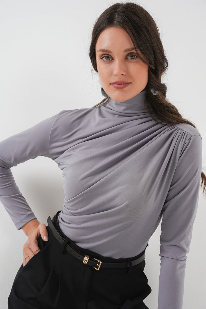 Bigdart 925 Blouse Sandy à détails froncés - Gris