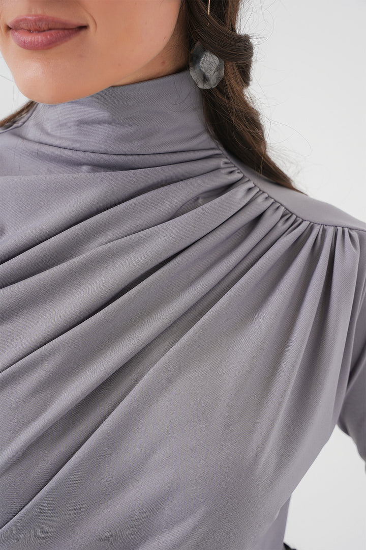 Bigdart 925 Blouse Sandy à détails froncés - Gris