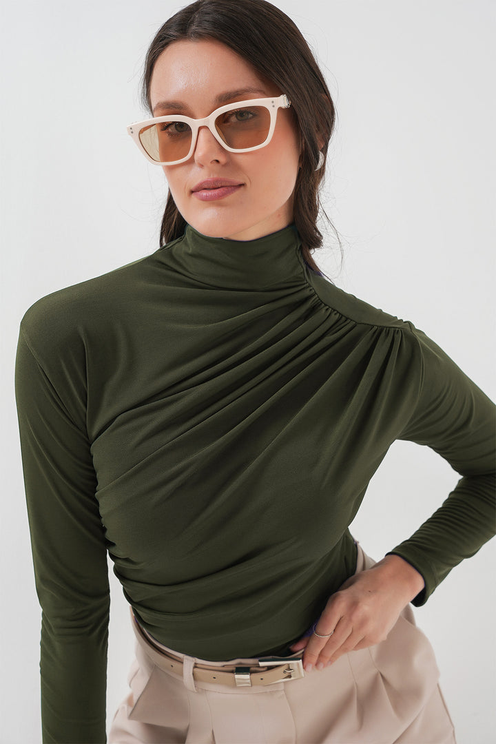 Bigdart 925 Blouse Sandy à détails froncés - Kaki