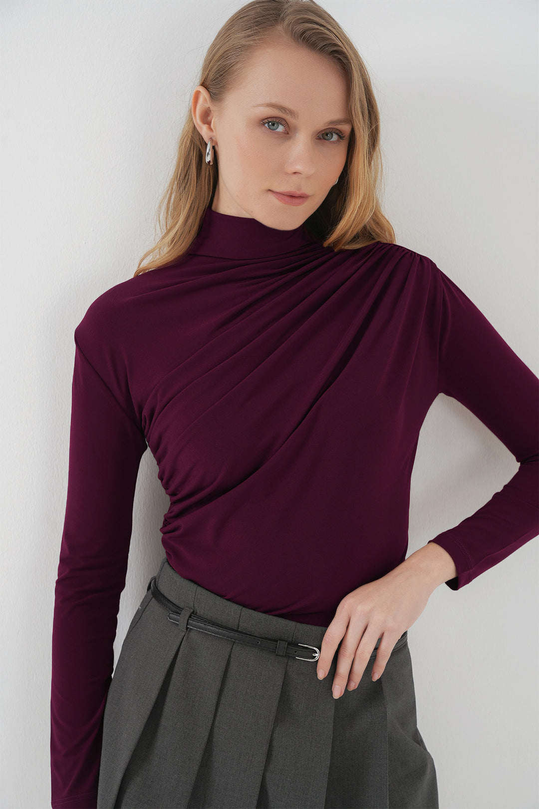 Bigdart Blouse Sandy à détails froncés 925 - Prune