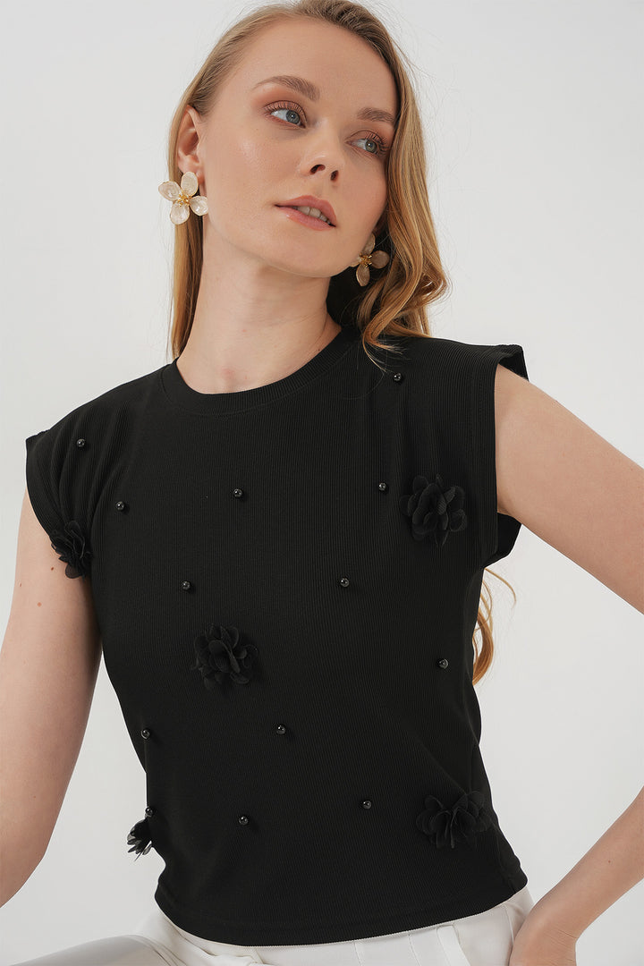 Bigdart 929 Blouse tricot à manches courtes - Noir
