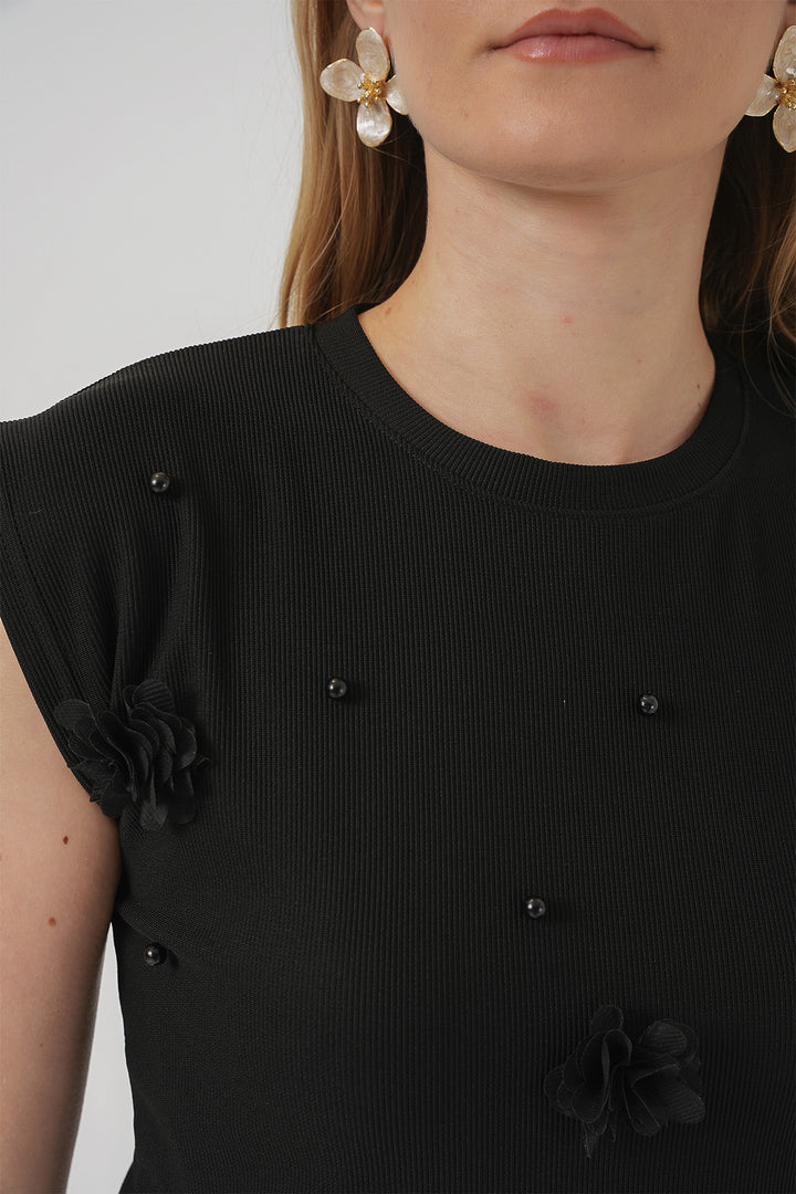 Bigdart 929 Blouse tricot à manches courtes - Noir