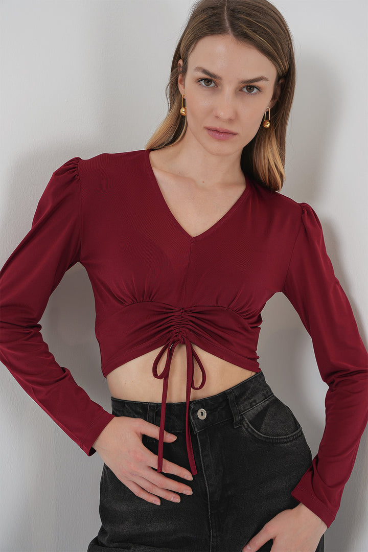 Bigdart 936 Blouse Crop Sandy - Bordeaux