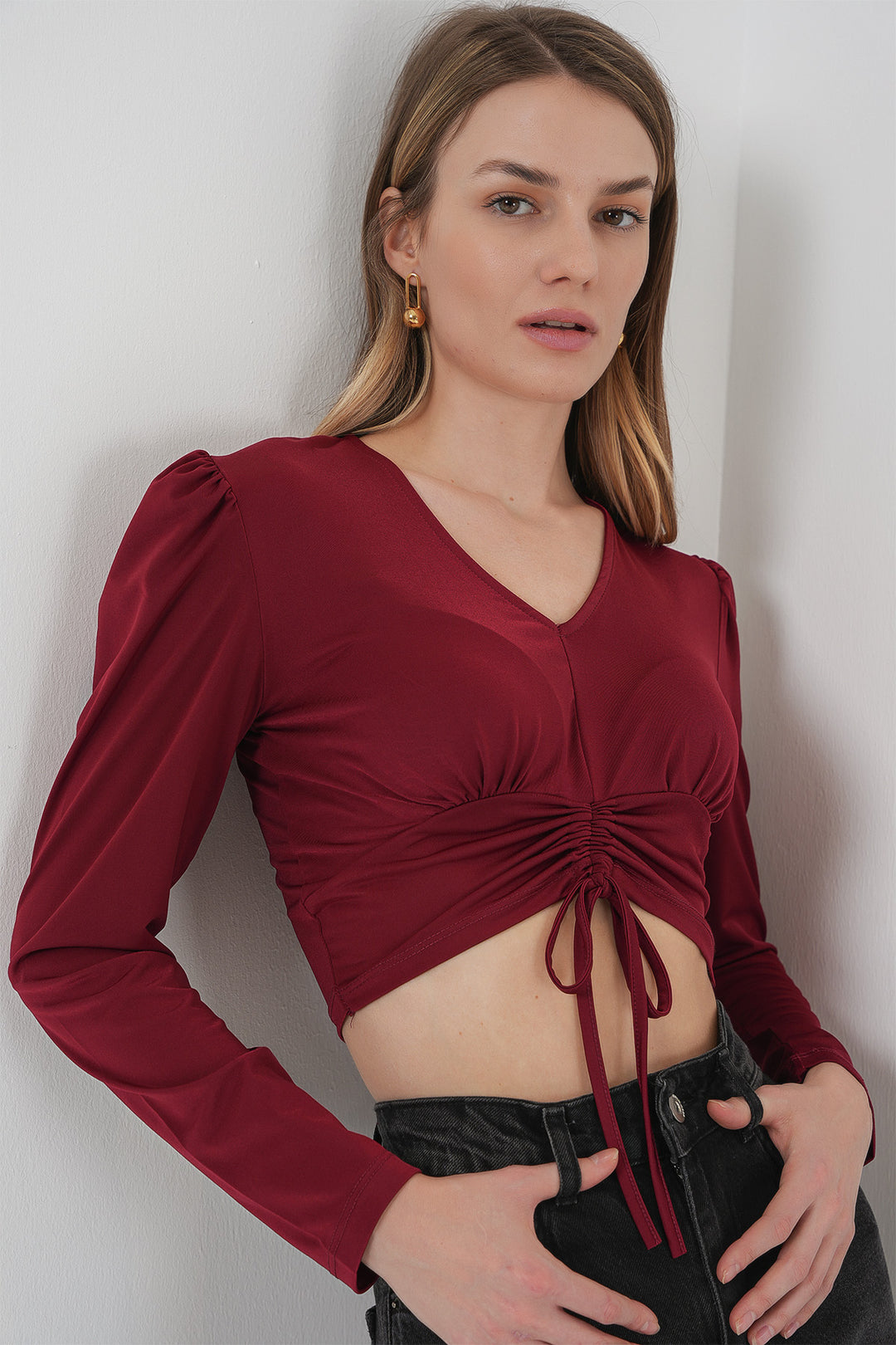Bigdart 936 Blouse Crop Sandy - Bordeaux